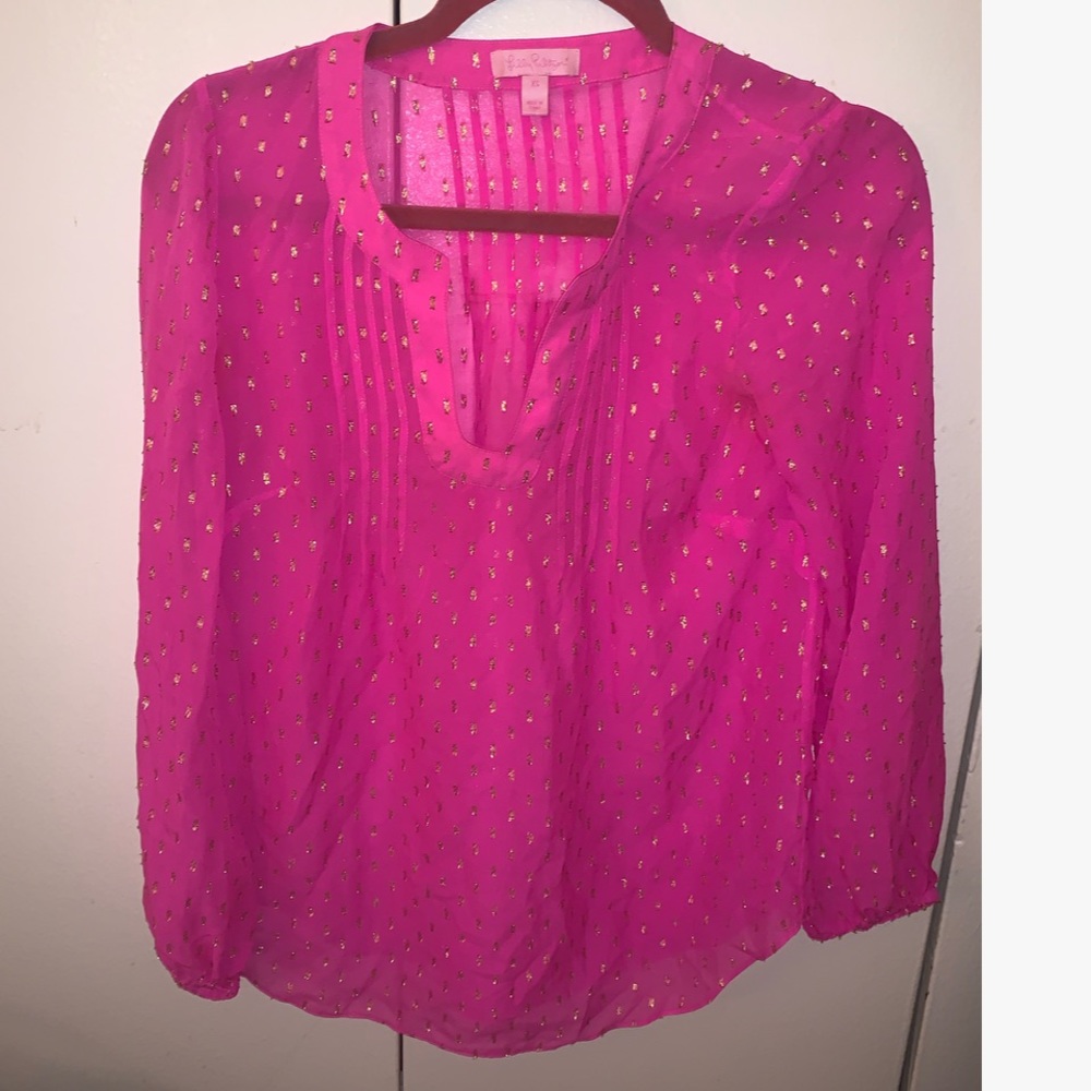 Lilly Pulitzer - Hot Pink Sparkle Metallic Top